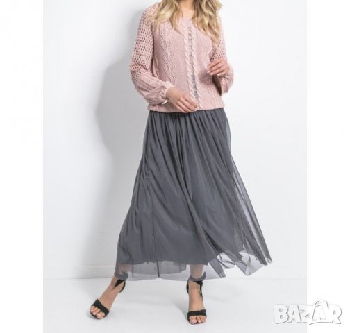 Розов лек пуловер с ажурени елементи марка Fobya M-2XL