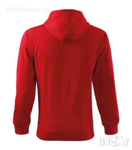 Нов мъжки суичър с ЦИП и качулка в червен цвят, снимка 3 - Суичъри - 47967893
