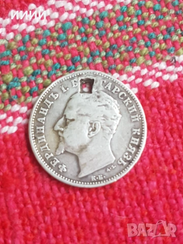 Сребърна монета 1 левъ 1894, снимка 2 - Нумизматика и бонистика - 53369087