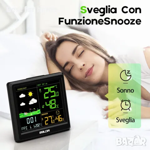 Безжична метеорологична станция Baldr, радиоуправляема с температура и влажност, снимка 6 - Друга електроника - 47648922