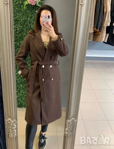 елегантно дамско палто с колан , снимка 3 - Палта, манта - 52019192