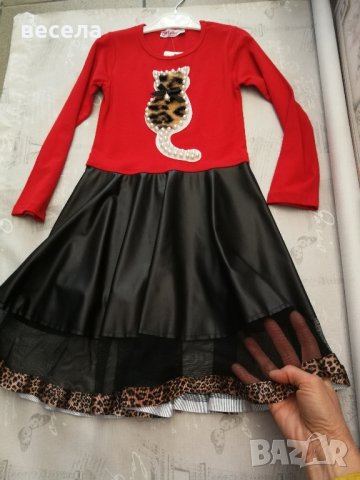 детска официална рокля червено и черно