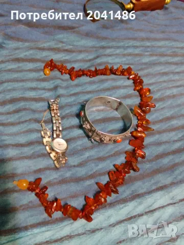 Сребърен часовник,сребърна гривна и кехлибар, снимка 2 - Гривни - 48817581