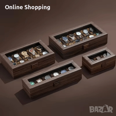 Луксозна дървена кутия за 3, 6, 10 или 12 броя часовници