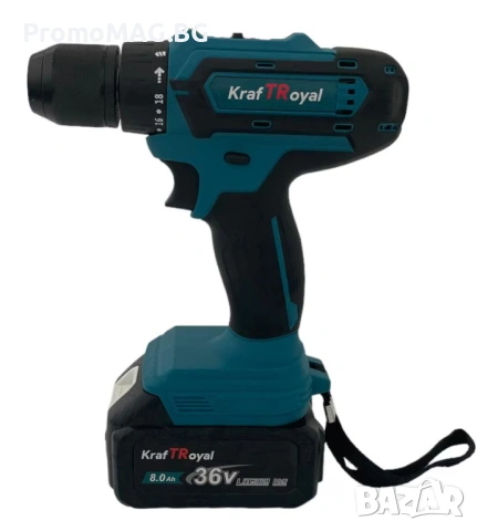 Акумулаторен ударен винтоверт KraftRoyal 36V с две батерии и зарядно, снимка 2 - Винтоверти - 53350211