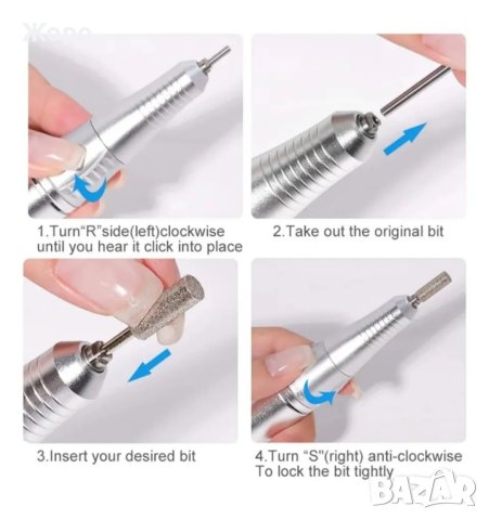 Професионална електрическа пила за нокти 35000 оборота с 6 представки черна , снимка 9 - Продукти за маникюр - 43944998