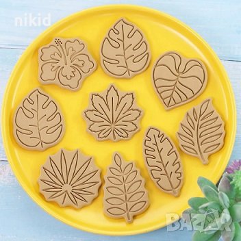 8 бр листо листа тропически пластмасови разглобяеми резци резец форма форми фондан тесто бисквитки, снимка 4 - Форми - 39535545