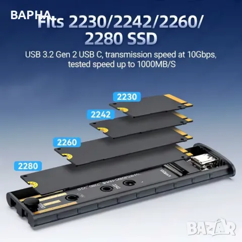 Кутийка NVMe 10GBS, снимка 3 - Кабели и адаптери - 50219472