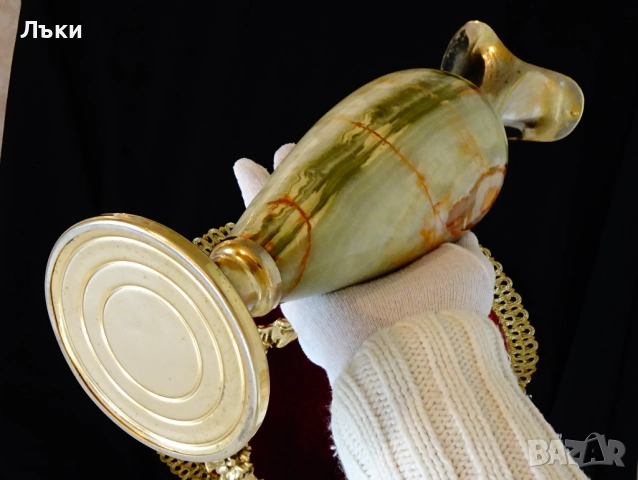 Посребрена ваза,свещник оникс 2.2 кг.,месинг. , снимка 10 - Антикварни и старинни предмети - 52673709