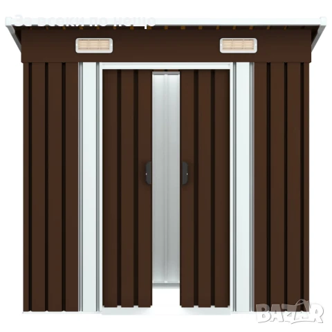 Градинска барака за съхранение, кафява, 194x121x181 см, стомана Код P688, снимка 2 - Градински мебели, декорация  - 50580203