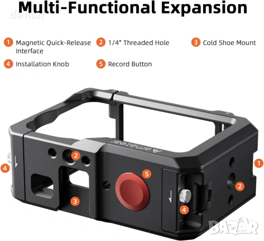 Метален защитен калъф AMAZEAR, аксесоари за DJI Osmo Action 6, черен, снимка 6 - Чанти, стативи, аксесоари - 53401616