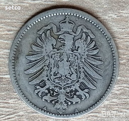 Германия 1 марка 1875 буква А  д15, снимка 2 - Нумизматика и бонистика - 33430427