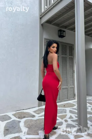 Елегантна червена дамска рокля , снимка 3 - Рокли - 50374725