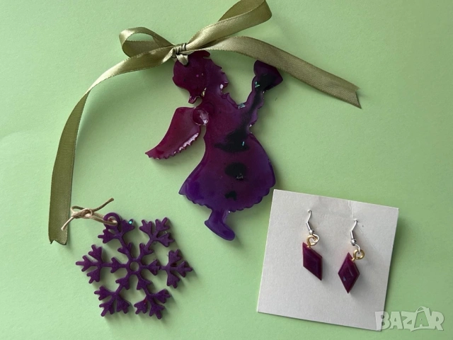 Обеци и украса от епоксидна смола