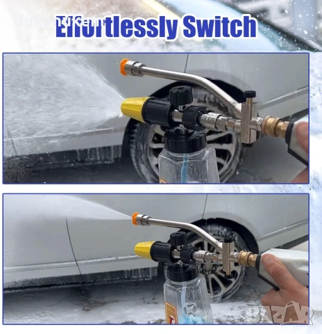 Двоен конектор за пяна и дюза за водоструйка, 1/4" Quick Connect, 5 накрайника, снимка 3 - Други инструменти - 53071715