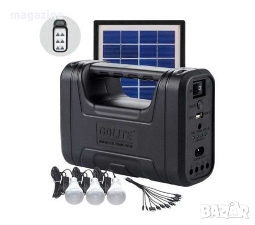 Соларен Комплект с 3 лампи, соларен панел и акумуатор, снимка 1