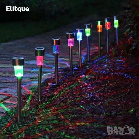 Комплект от 6 броя соларни градински LED лампи за алеи и зони