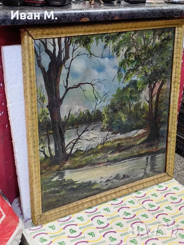 Стара маслена картина върху платно , снимка 2 - Картини - 52986977