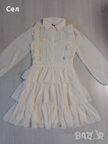 Красива нежна бяла рокля С, снимка 1