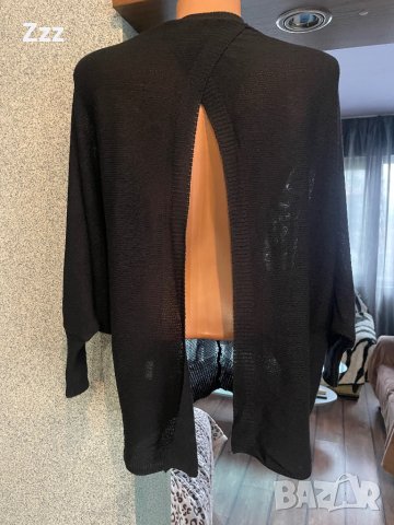 Дамска плетена блуза в черно тип туника, снимка 2 - Блузи с дълъг ръкав и пуловери - 43808165
