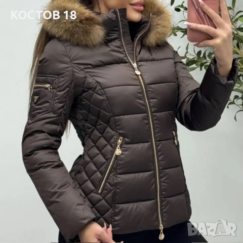 Зимно шушляково яке – 4262 качулка с естествен пух, снимка 3 - Якета - 52500548