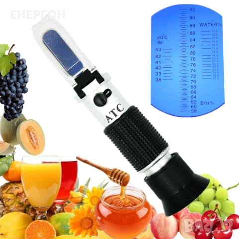  Рефрактометър за захар, пчелен мед, 58-90% Brix, водно съдържание 12-27%  Ръчен рефрактометър за из, снимка 4 - Други инструменти - 53328890
