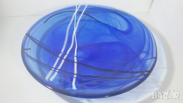 Kosta Boda Contrast Blue Dish 356 mm чиния на Коста Бода, снимка 2 - Декорация за дома - 51836761