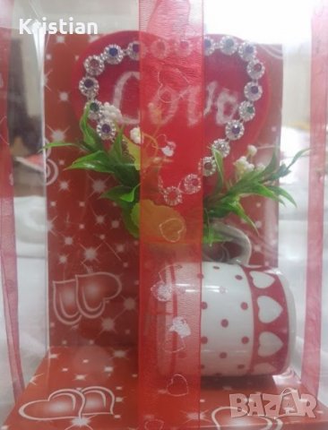 Комплект сърце + чаша подарък за евтин подарък за скъп човек