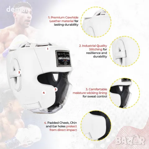 BRAVOSE Elite 2.0 Boxing Headguard Професионална шапка за бокс, тренировки, спаринг и бойни изкуства, снимка 2 - Бокс - 49403730