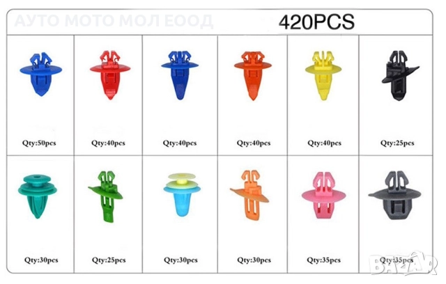 Крепежни елементи и Щипки за TOYOTA кутия - 420 броя