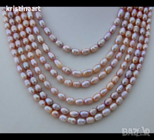 Шестредово колие от лилави естествени перли, снимка 5 - Колиета, медальони, синджири - 38690504