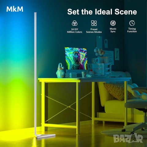 Две LED ъглови лампи с приложение и дистанционно, синхрон с музика, снимка 12 - Лед осветление - 52449292