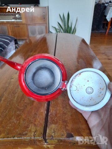 Стар емайлиран чайник #8, снимка 5 - Антикварни и старинни предмети - 43544767