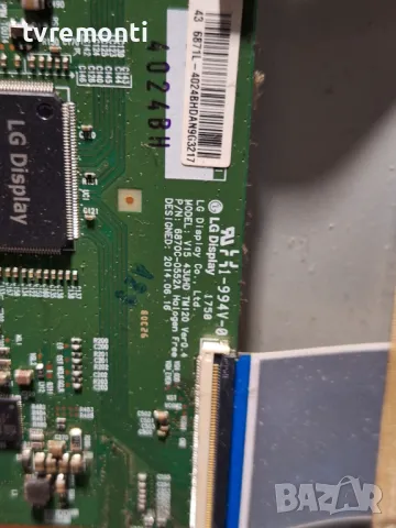 T-CON 6870C-0552A 6871L-4024B for, PHILIPS 43PUS6162/12 DISPLAY TPT430U3-EQYSHM.G rev.S1AP, снимка 2 - Части и Платки - 47769372