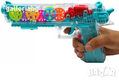 Прозрачен пистолет със светлини и звуци, снимка 3 - Електрически играчки - 38856627