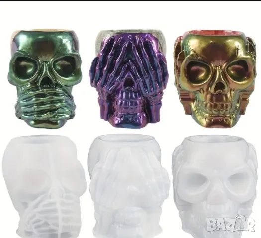 Молд кашпа череп два вида, снимка 3 - Форми - 48034316