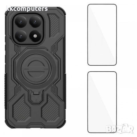 WANLONFENG Калъф (PC + TPU) със Стойка за Xiaomi 15T | 2 бр. Стъклени Протектори | Усилена защита | , снимка 5 - Резервни части за телефони - 52378040