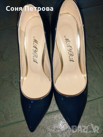 Дамски тъмно сини обувки на висок ток, снимка 5 - Дамски елегантни обувки - 28263436