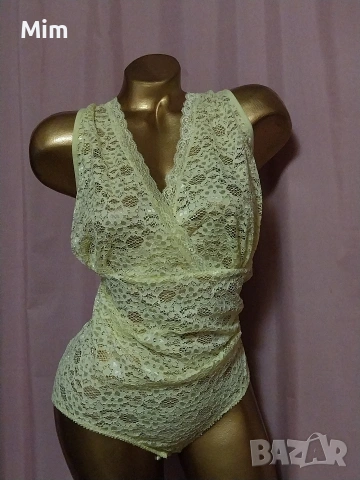  CARMAKOMA 2XL Лимонено жълто, дантелено боди