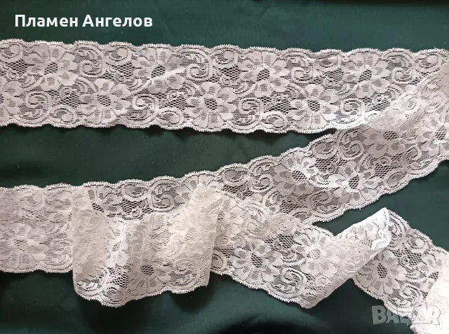 Бяла дантела-еластична ликра, коприна. , снимка 2 - Други - 49684724