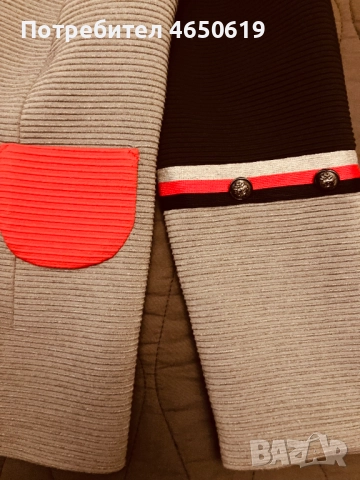 Двуцветен жакет с червен мотив на модната марка BADOO, снимка 3 - Сака - 52409725