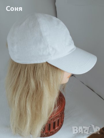 детска шапка лятна с козирка , бяла с цвете и мъниста -3-4-5 години и, снимка 5 - Шапки - 40133156