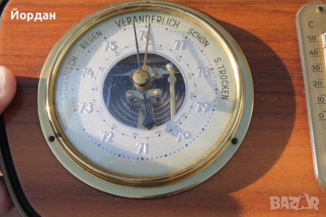 Немски барометър с термометър , снимка 6 - Антикварни и старинни предмети - 36890519