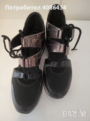 Спортни дамски обувки, кожа, лак и текстил, снимка 2 - Дамски ежедневни обувки - 53315200