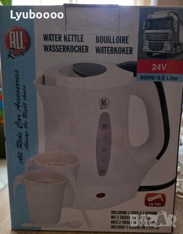 Електрическа термокана с кабел 2 броя чаши и 2 броя лъжици 24V / 300W/ 0.5л, снимка 2 - Кани - 53482939