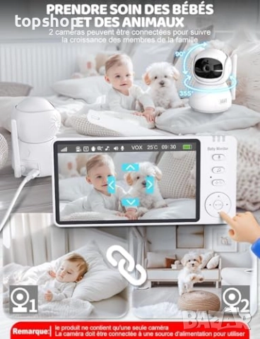 Нов OBVHNUA Бебефон 5 инча 720P IPS HD  цифрово увеличение двупосочен аудио VOX режим нощно виждане , снимка 9 - Бебефони - 52921890