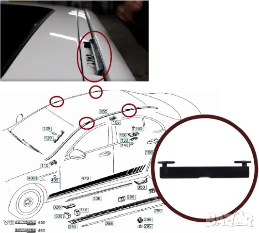 Капачка за отвор на багажник за покрив за Mercedes-Benz E-Class W213