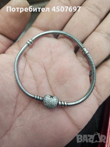 Сребърна гривна Пандора, снимка 5 - Гривни - 53029336