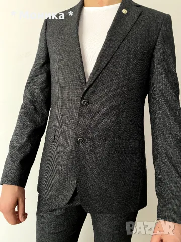 Сив официален костюм Teodor (Slim Fit) – отлично състояние, снимка 9 - Костюми - 48926590