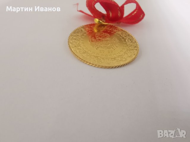 Златна монета Ататюрк , снимка 2 - Колиета, медальони, синджири - 43131204